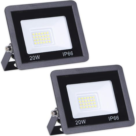 2 reflectores LED para exteriores, 100-265 voltios, carcasa de aluminio, impermeables, de alto brillo, para señalización, amplio voltaje, proyección lineal, 20 W. (1/5)