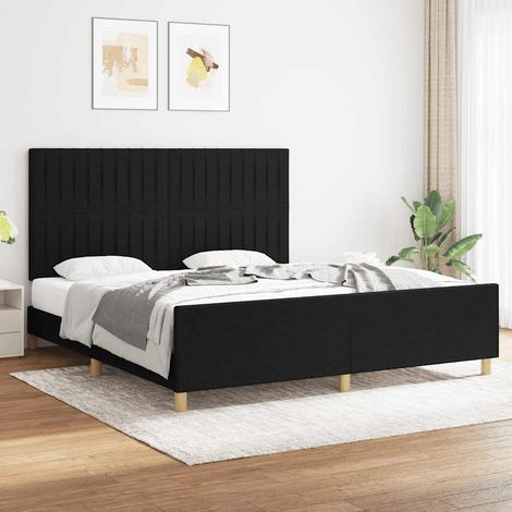 Cadre de lit sans matelas noir 180x200 cm tissu (1/5)