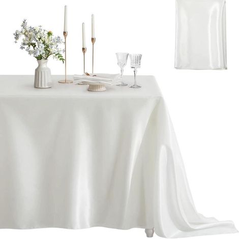 Satin-Tischdecke rechteckig 152x260cm Weiß für Hochzeiten & Partys