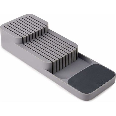 Porte-couteaux à tiroir, rangement pour couteaux de cuisine - plastique, gris (1/5)