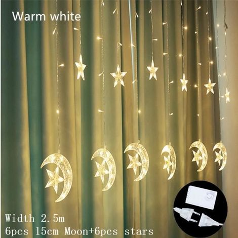1 pièce Guirlande lumineuse, 2,5 m, étoiles LED blanc chaud, extérieur et intérieur, décoration festive jardin terrasse balcon