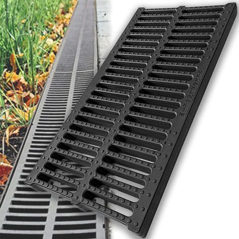 Caniveau Exterieur Grille de Drainage, Grille Caniveau, Systèmes De Drainage, Caniveau Exterieur, Caniveau Terrasse, Jardin Grilles, pour Cour, Route, Parc,50x25x3cm(19.7x9.8x1.18in) (1/5)