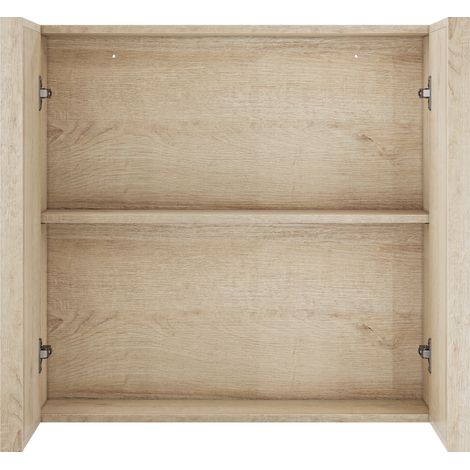 Mobile bagno pensile a doppia anta senza maniglie effetto rovere MODENUIT (1/5)