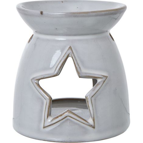 Star Cut-Out Wax Melt Tea light Holder - Ceramic - L10 x W10 x H11 cm - White