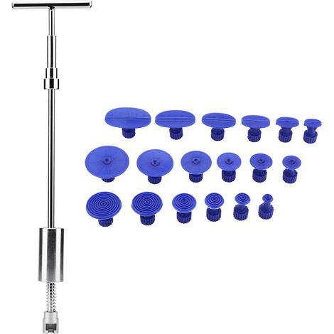 Kit de réparation de bosses sans peinture pour voiture 1 marteau coulissant en T 18 pièces étiquettes de traction à colle (1/5)