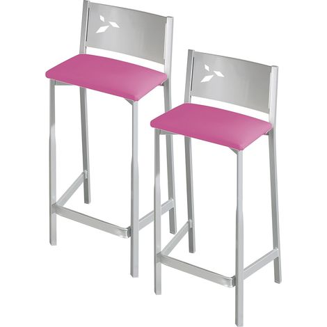 tabourets de Cuisine avec Assise 60 cm Simili-Cuir Rose (1/5)