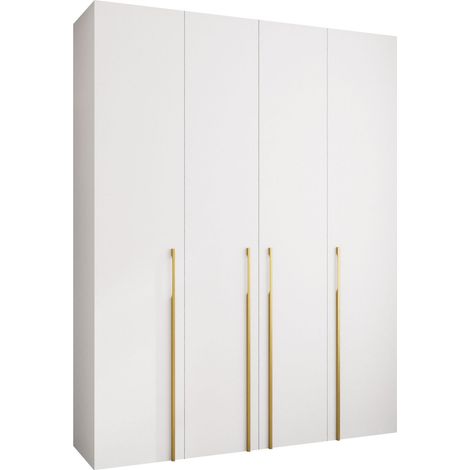 Armario Hartford 570, Blanco, 246x190x42cm, Puertas de armario: Con bisagras, Número de estantes: 16 (1/5)
