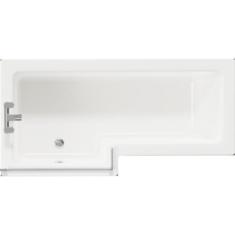 Wholesale Domestic Loire 1700mm Left Hand L Shaped Shower Bath with Bath Screen and Nero Oak Front and End Bath Panel (1/5)