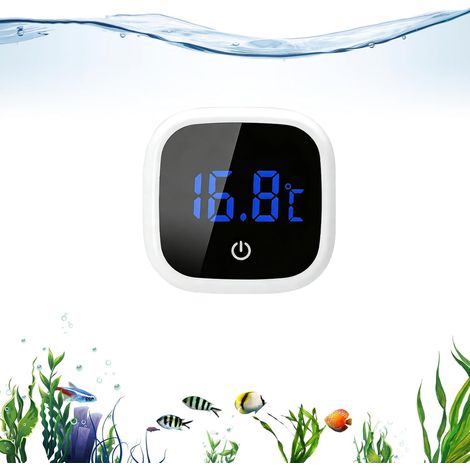 Thermomètre Numérique Sans Fil pour Aquarium, Écran LED Tactile - Précision ± 1°C, Blanc, Idéal pour Aquariophilie, Poissons Combattants et Tous Aquariums
