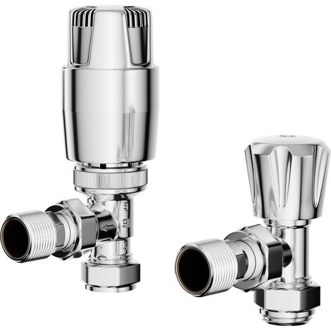 Dias Chrome Thermostatic Angled Radiator Valves (1/5)