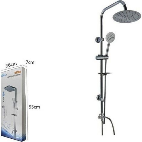 Cleafe - Kit Colonna Doccia Saliscendi Miscelatore Cromato Rubinetto Soffione Bagno 69124 -