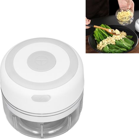 Mini hachoir à ail, lame en acier inoxydable de qualité alimentaire, puissant, rechargeable par USB, presse-ail électrique 100 ml (8,6 x 5,1 x 4,8 cm), blanc (1/5)