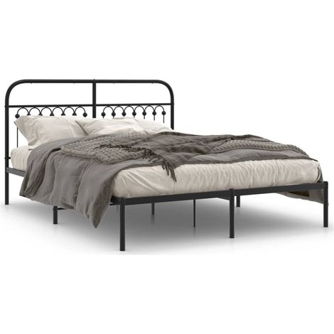 Maison Exclusive - Cadre de lit métal sans matelas avec tête de lit noir 150x200cm (1/5)