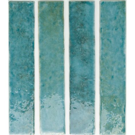 Carrelage mural faience effet graphique POTTERS - 25x5 cm Azur -  - boîte de 0.75 m2 - Gioia Materia