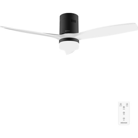 Cecotec Ventilador de Techo con Luz y Mando a Distancia de 52" EnergySilence Aero 5600 Classic Black&White. Motor DC 40W, 3 Aspas, Luz LED, Temporizador, 6 Velocidades, Modo Winter/Summer
