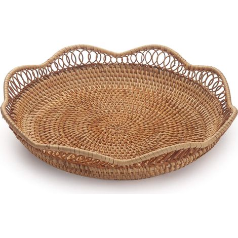 Cesta de ratán natural para pan, cesta para frutas y verduras, cesta para guardar alimentos y aperitivos.