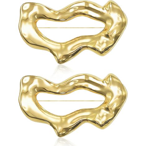 Set di 2 spille minimaliste geometriche in oro traforato per donna, ornamenti dorati per bigiotteria, accessori per il décolleté, gioielli, regalo (1/5)