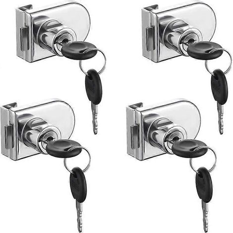 Lot de 4 serrures pour vitrines vitrées, serrures de sécurité avec clés (1/5)
