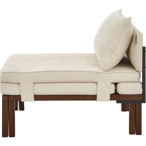 Divano letto pieghevole 2 in 1 in velluto beige con porte USB e Type-C MODENUIT (1/5)