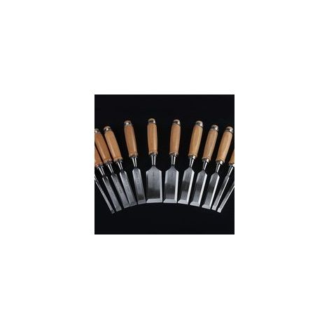 Set di 12 robusti scalpelli per legno in acciaio al cromo vanadio, da 6 a 38 mm - Crezuo