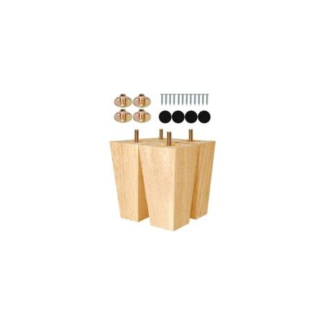 Pieds de Canapé en Bois 15 cm - EINNENFFER - Pack de 4 avec Boulons M8 et Forets Inclus, Idéaux pour Meubles, Fauteuils, Ottomans et Plus