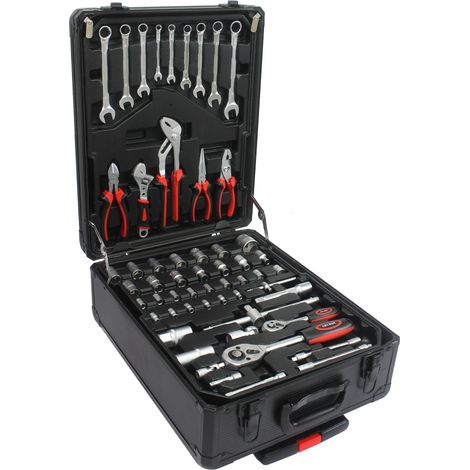 Coffret outils bricolage 899 pièces mallette 4 tiroirs ensemble polyvalent maison roulettes entretien jardinage noir