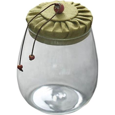 1 bocal en verre avec couvercle en tissu pour la cuisine, 600 ml