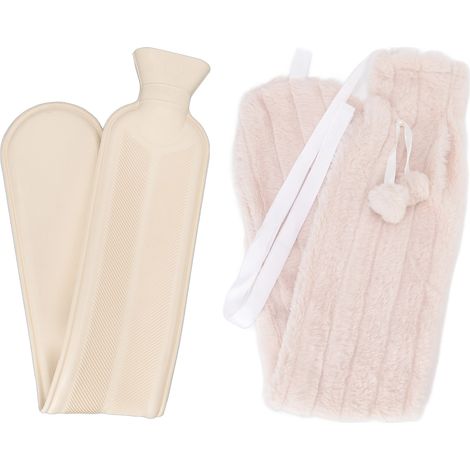 Bouteille d'eau chaude 2000ML en forme de bande, coussin chauffant pour cou et épaules en hiver, avec housse douce et moelleuse (1/5)