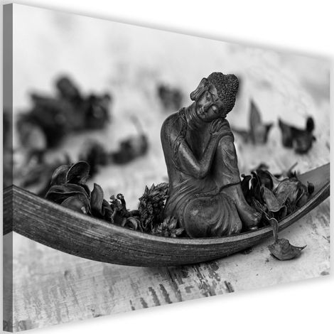 Tableau sur toile Bouddha Zen Spa noir et blanc 60x40 (1/5)