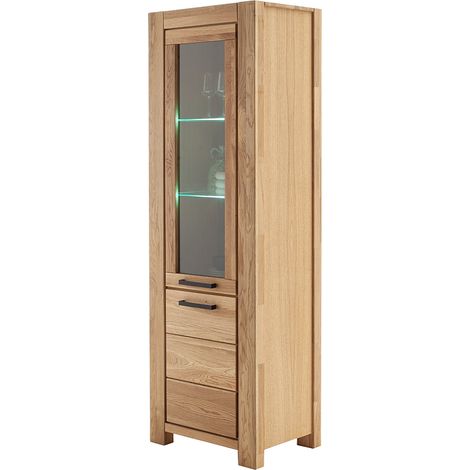 Vitrine mit Türanschlag links, LED-Beleuchtung, Wildeiche teilmassiv geölt, SELISTE-06 (1/5)