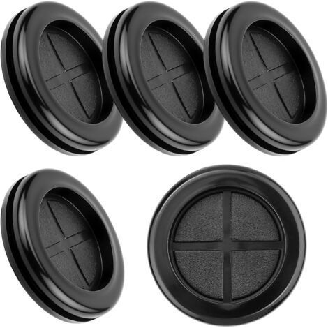 ALLIANDISLot de 5 Bouchons 60 mm, Caoutchouc Noir Double-face, Étanche Pour Câbles, Connecteurs, Véhicules (1/5)