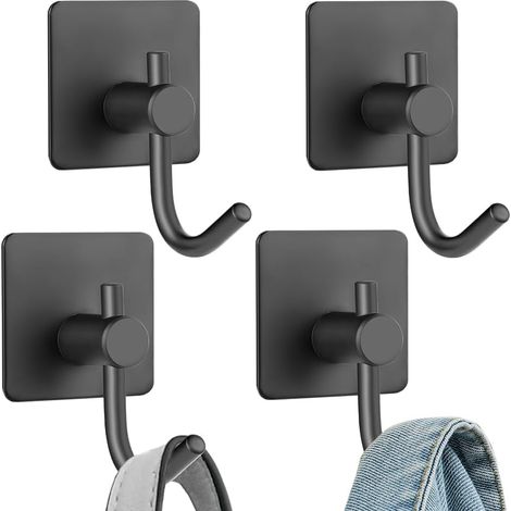 Lntyq Selbstklebende Haken im 4er-Set, robuste Edelstahl-Haken zum Aufkleben, selbstklebende Wandhaken und Badezimmer-Handtuchhaken, rostfreie selbstklebende Haken für (1/5)