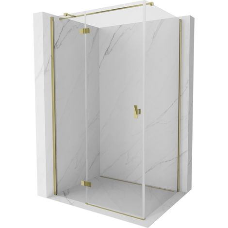 Mexen Mist H T Duschkabine, schwenkbar links 75 x 110 cm, transparent, gold - 8A5T-075-110-50-00-L