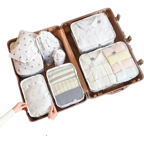 Cubi portaoggetti da viaggio, in nylon leggero, impermeabili, confezione da 8 pezzi (1/2)