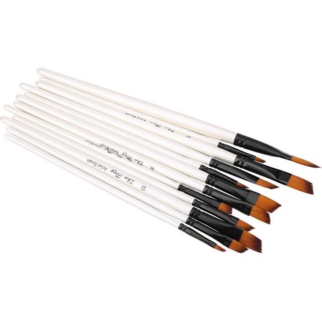 Ensemble de 12 pinceaux pour peinture - Outils artistiques pour gouache, aquarelle et peinture à l'huile (02) (1/2)
