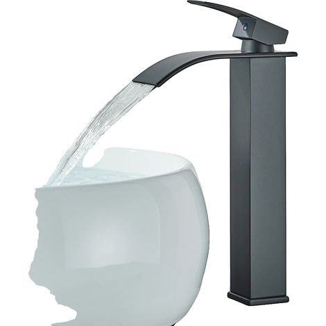 Rubinetto per lavabo da bagno, acciaio inox, comando monocomando, nero opaco. (1/2)