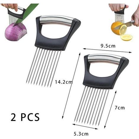 Verbesserter Zwiebelhalter Zwiebelschneider aus Edelstahl Multifunktionales Wellenschneidmesser