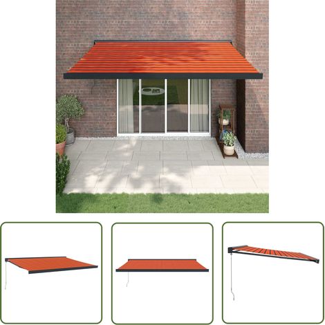 The Living Store Auvent rétractable orange et marron 4,5x3 m tissu et aluminium - Auvent Retractable - Store Banne - Parasol - Abri Solaire - Protection Solaire (1/5)