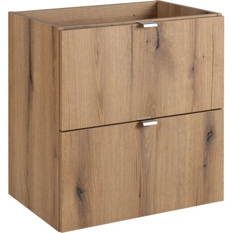 Meuble sous vasque suspendu 2 tiroirs NOVA OAK 50 CM en chêne (1/5)