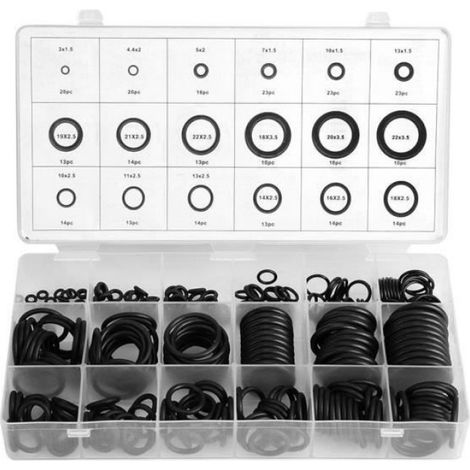 Kit assortiment de joints toriques en caoutchouc - Noir - Joint torique rondelle - Plomberie hydraulique (1/4)