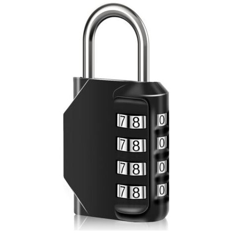 1 wasserdichtes 4-stelliges Zahlenschloss mit numerischem Code, Zinklegierung-Zahlenschloss für Tür, Werkzeugkasten, Schulen, Fitnessstudio, Zäune, Rollschrank und (1/5)
