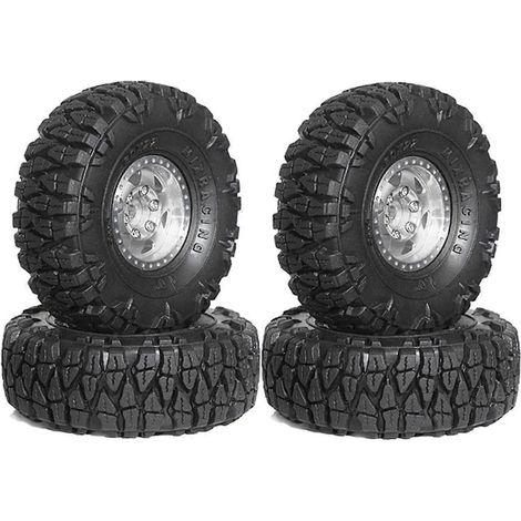 Satz silberner Beadlock-Felgen und Reifen für RC-Crawler-Autos im Maßstab 1:18 und 1:24 (1/5)