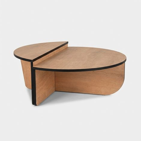 Mesa de centro de diseño moderno con dos alturas Orion - Marrón - Negro