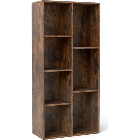 Scaffale da parete o indipendente a 7 cubi 49,5 x 23 x 106 cm moderno e spazioso mobile contenitore in legno ingegnerizzato marrone rustico 200017290