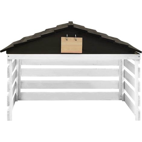 vidaXL Caseta de cortacésped robótico blanco y negro 78x74x54 cm abeto (1/2)