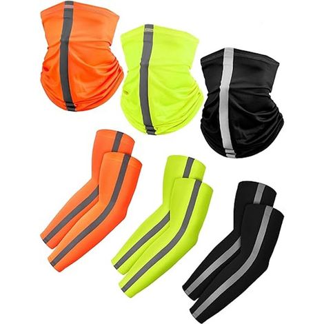 Lot de 6 - Visière de sécurité réfléchissante avec protection UV - Manchons réfléchissants et rafraîchissants - Visière respirante - Sports outdoor pour hommes et femmes - Vert fluorescent, orange flu (1/5)