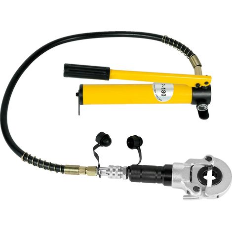 Jeu d'outils de sertissage hydraulique, compression de 6 tonnes, 9 matrices interchangeables, Jaune (1/2)