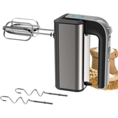 Batteur Electrique 450 W - LEOCLOTHO - 2 Fouets Hélice - 2 Crochets Pétrin - 5 Vitesses - Ergonomique - Noir (1/4)