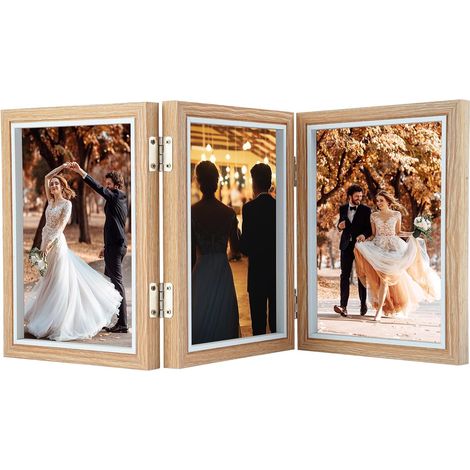 Triple Cadre Photo Pliable 3 Photos, Cadre Photo Multiple Affichage Double Face Rotatif Haute Définition pour Chambre, Salon, Bureau et Galerie Moderne Mural, Décoration Maison (1/5)