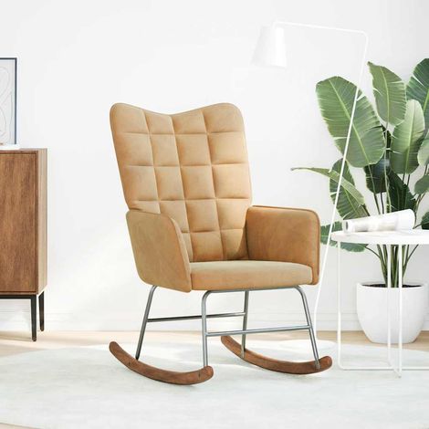 Chaise à bascule,Chaise de relaxation Marron Velours CFW64291 (1/5)